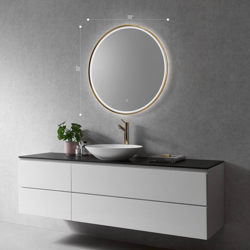 Altair Palme Round Framed Bathroom LED Lighted Wall Mirror
