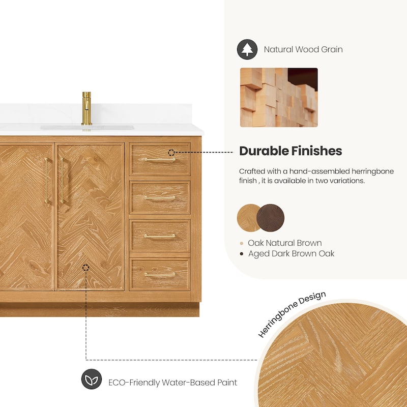 Jakarta Bath Vanity with Quartz Stone Top without Mirror