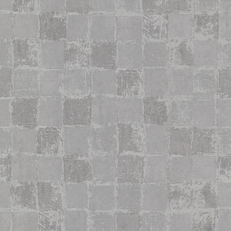 A-Street Prints Varak Silver Checkerboard Wallpaper - N/A