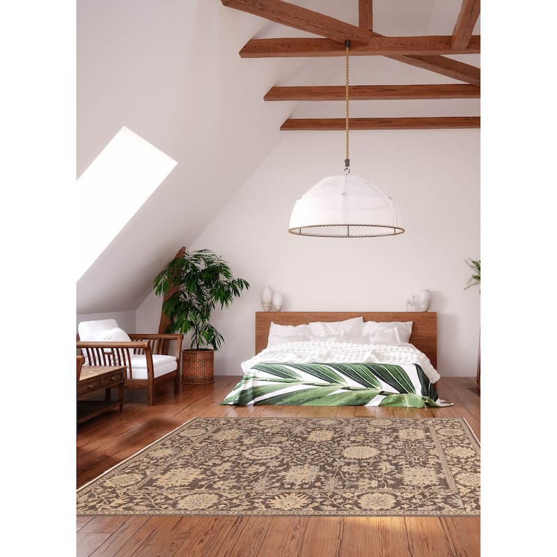 ECARPETGALLERY Hand-knotted Jamshidpour Dark Brown Wool Rug - 8'0 x 10'3