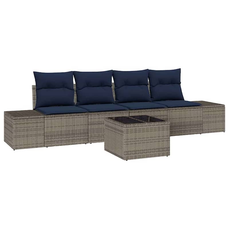 vidaXL 5 Piece Garden Sofa Set with Cushions - 115.7×24.4×27.2