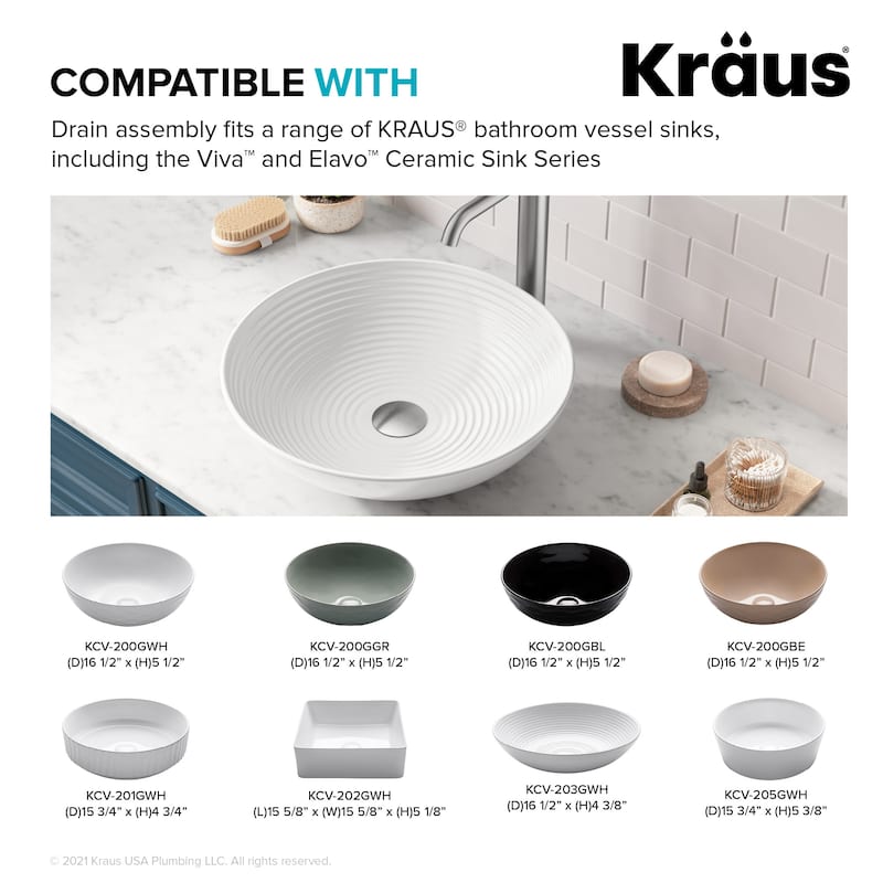 KRAUS Pop-Up Drain for Vessel Bathroom sink