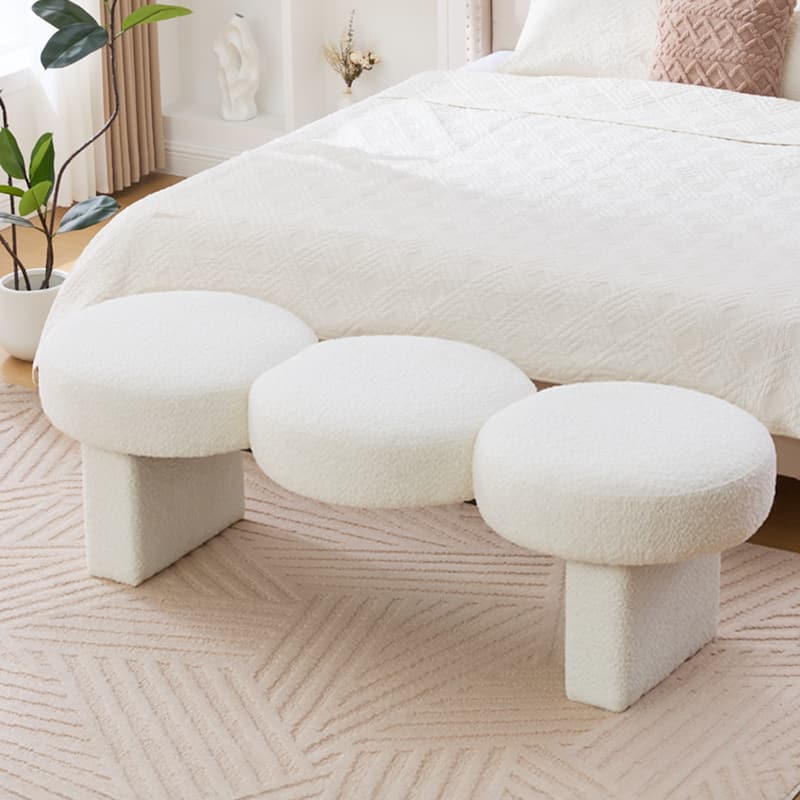 56.3"W Boucle Upholstered Bedroom Bench for Entryway End of Bed - 56.3"W x 19.7"D x 17.7"H - 56.3"W x 19.7"D x 17.7"H