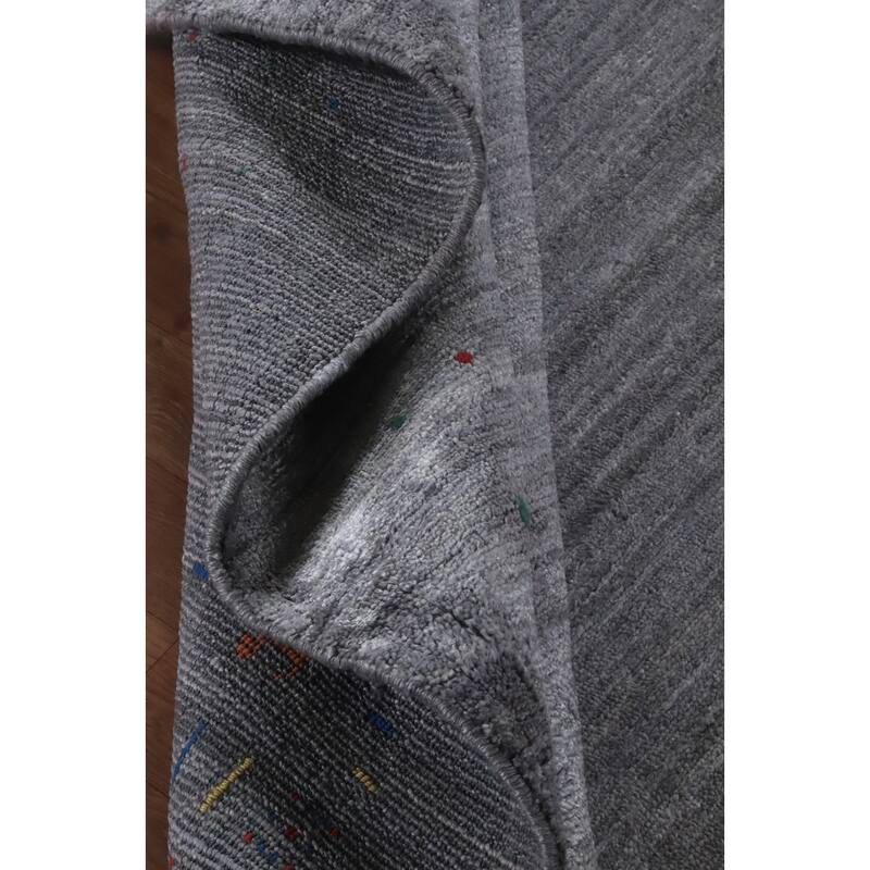 Hand Knotted Oriental Viscose Silk Carpet Tribal Animal Pictorial Greys & Charcoal Gabbeh Area Rug - 12' 1'' X 9' 0''