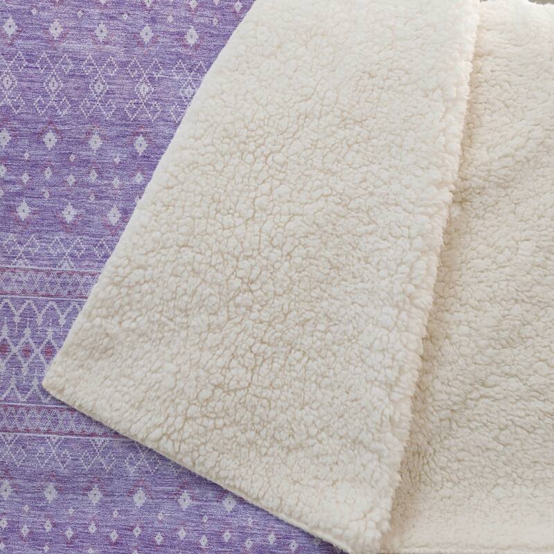 Premium Machine Washable Boho Moroccan Sherpa Throw Blanket