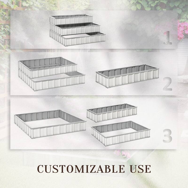 Outsunny 3-Tier Metal Raised Garden Bed, Elevated Outdoor Planter Box Kit for Vegetables, Herbs, and Flowers