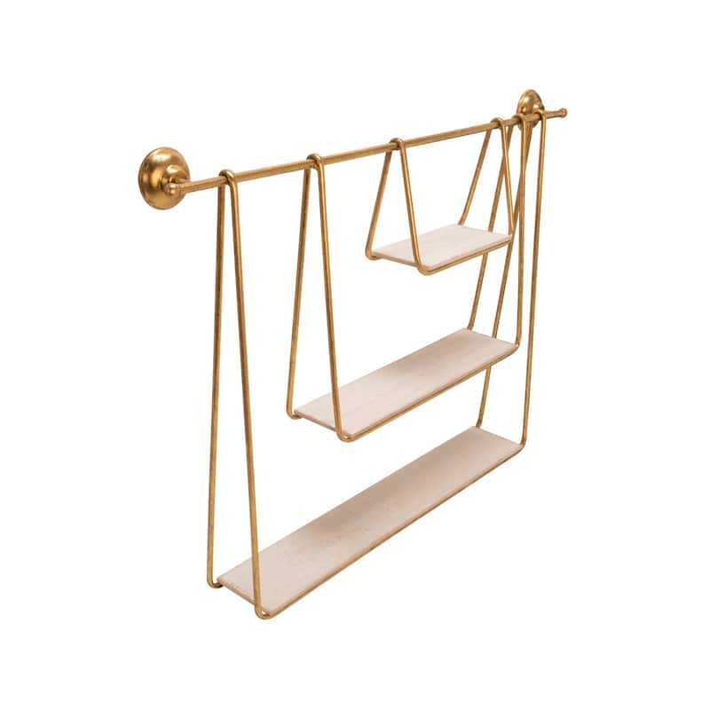 39" White and Gold 3-Tier Decorative Hanging Wall Shelf
