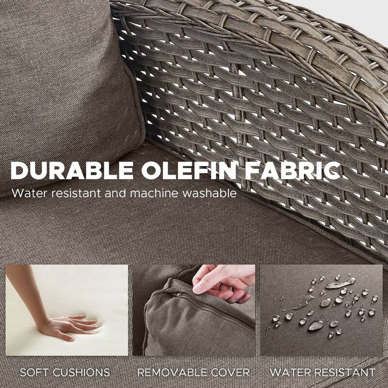 5 Pieces Sofa with Swivel Rocking Chairs Table Set