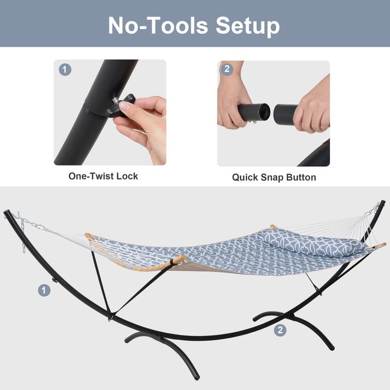 Portable Freestanding Hammock with Curved Stand for Outside