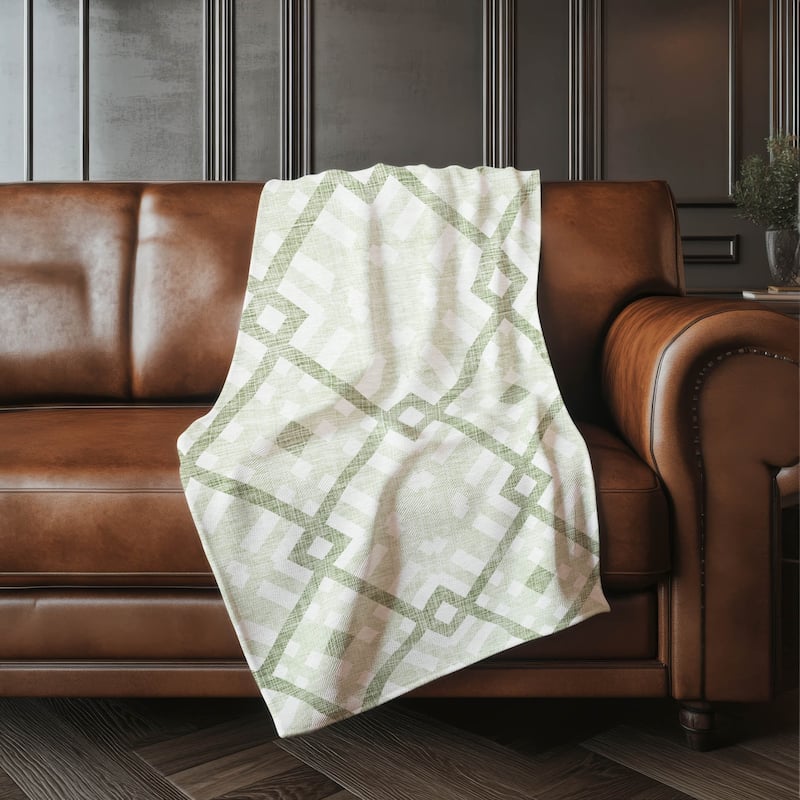 Premium Machine Washable Contemporary Geo Sherpa Throw Blanket - Aloe - 4'2" x 5'10"
