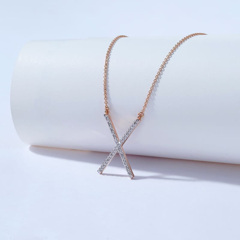 1/20ct TDW Diamond Classic Initial Pendant Necklace in Silver for Women