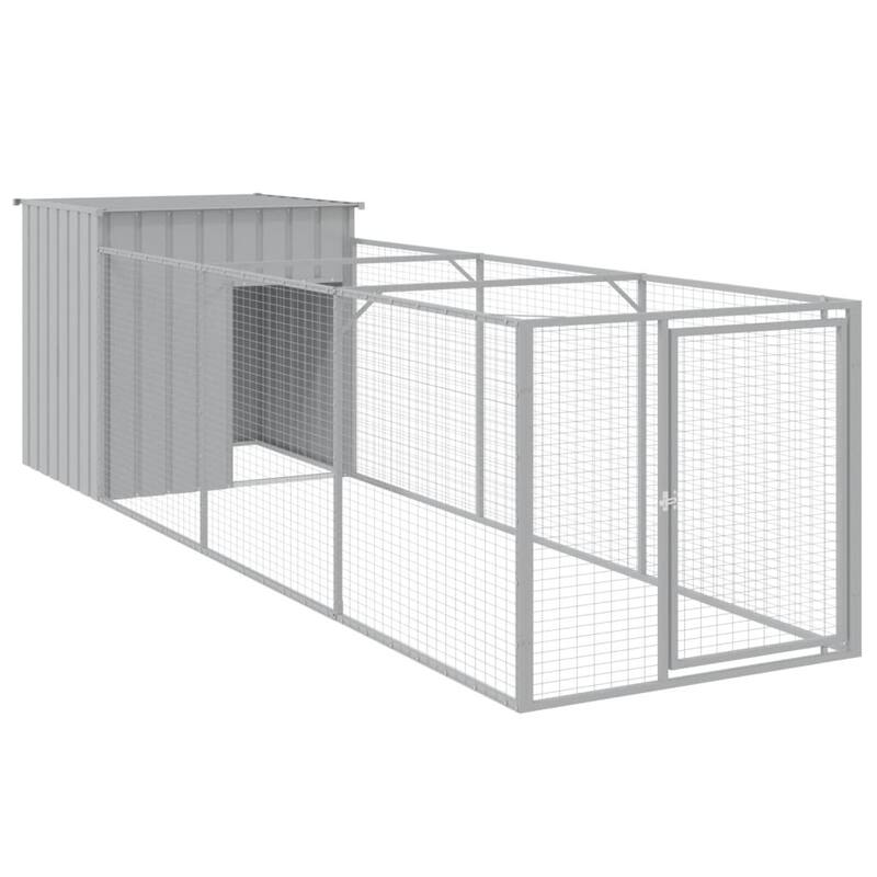 vidaXL Dog House with Run Anthracite/Light Gray multisize Galvanized Steel