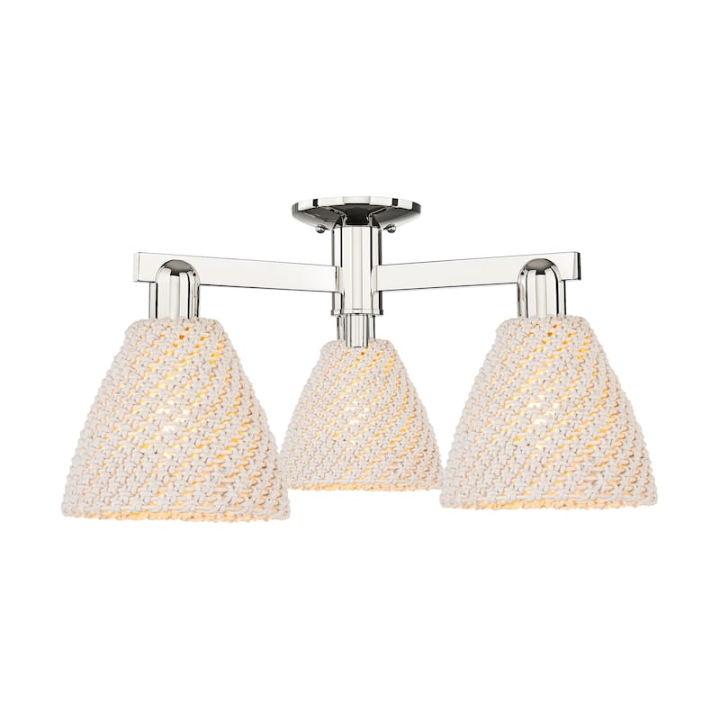Innovations Lighting 716-3F-11-25 Natural Ballston Dome Semi-Flush - Polished Nickel / Natural