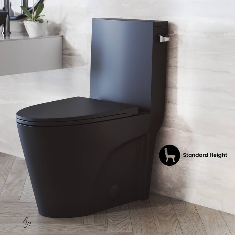 St. Tropez One-Piece 12" Rough-In 1.28 Gpf Right-Hand Vortex Flush Elongated Toilet In Matte Black