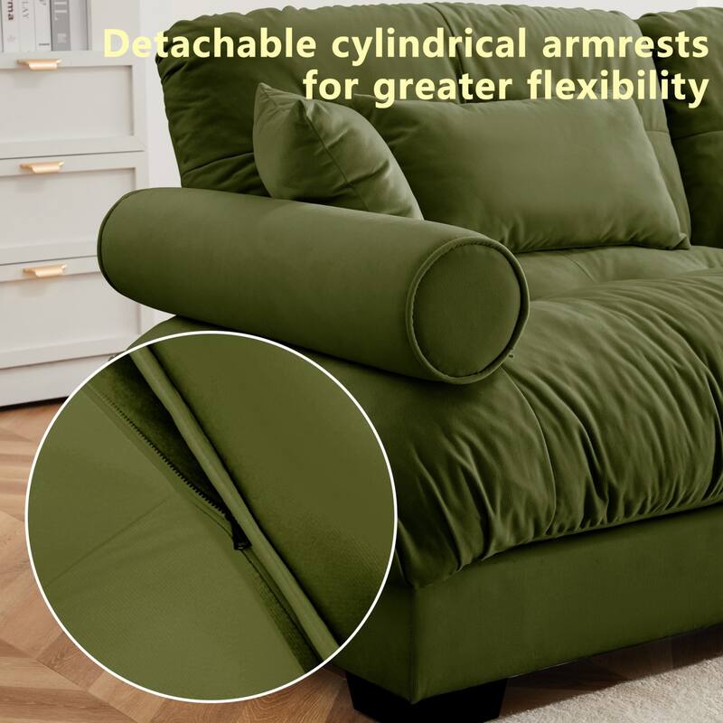 166" Modular U-shaped Sectional Sofa Cloud Couch with Movable Ottomans