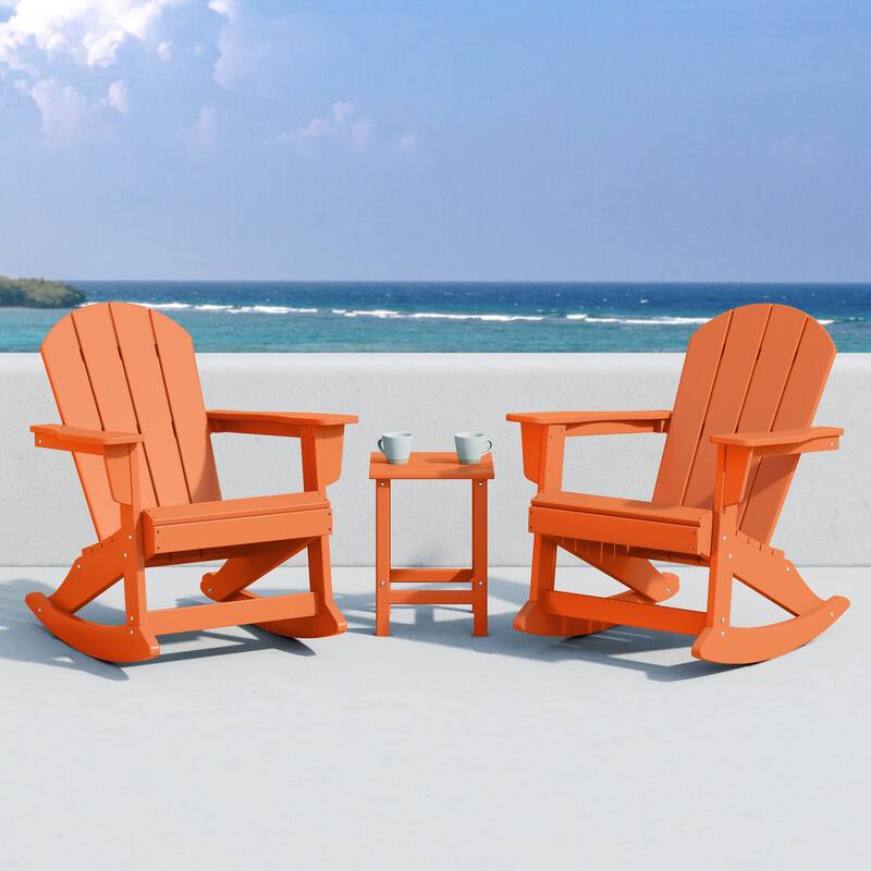 Laguna Hdpe All Weather Outdoor Patio Rocking Chairs With Side Table (3-Piece Set)