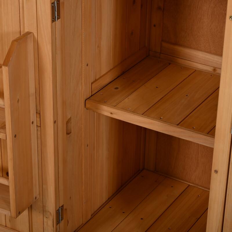 65" Solid Fir Wood Potting Bench with Hutch, Garden Workstation Table with Drawer, Spice Rack & Shelves