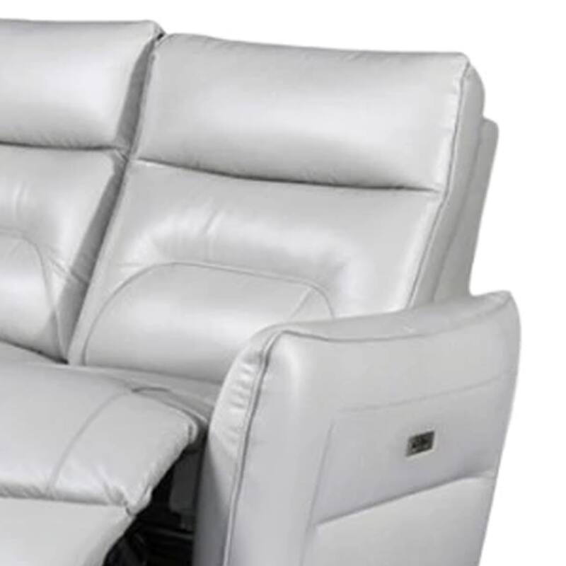 Teren Power Recliner Sofa, 86 Inch, Contemporary Gray Grain Leather