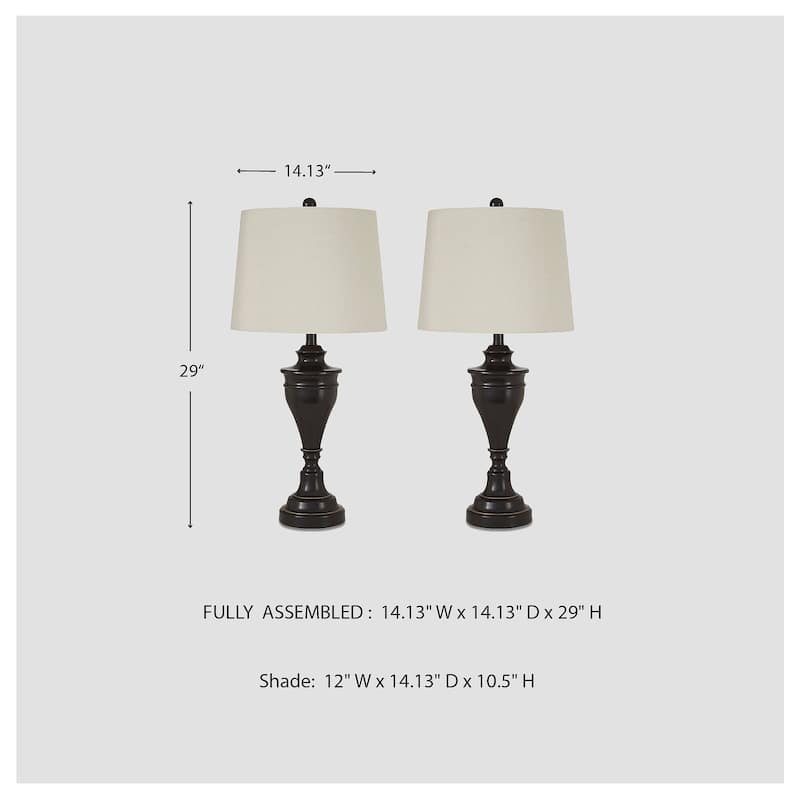 Darlita Bronze Finish 30 Inch Metal Table Lamps - Set of 2