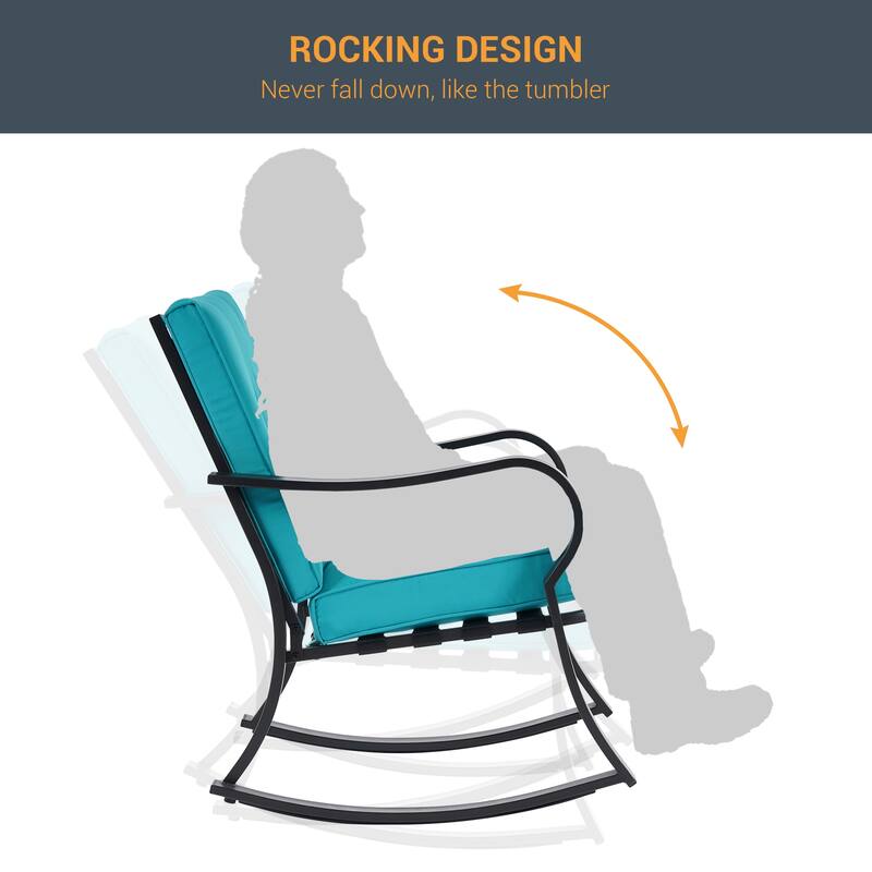 Bonosuki Outdoor 3-piece Rocking Chair Patio Bistro Set with Side Table