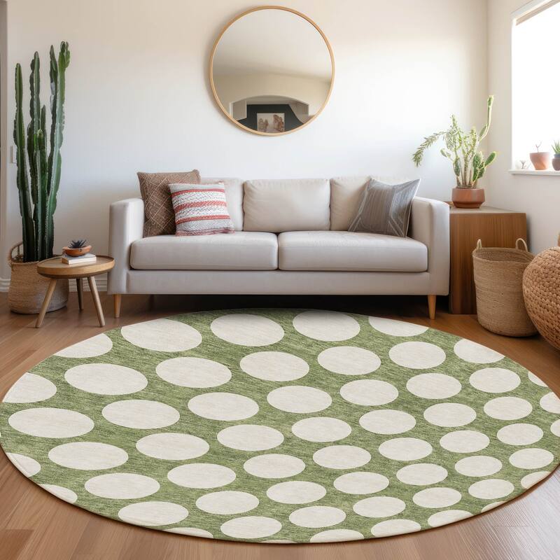 Machine Washable Indoor/ Outdoor Chantille Modern Dots Rug