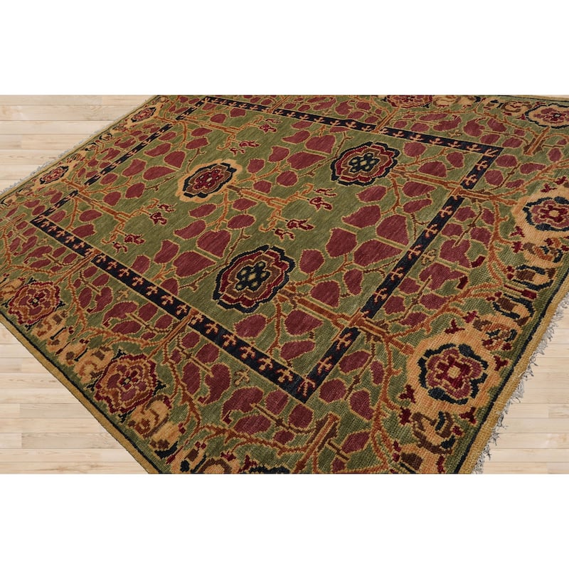 Sage 8'x10' Hand Knotted Arts and Crafts Mission Oushak Area Rug - 8' x 10'