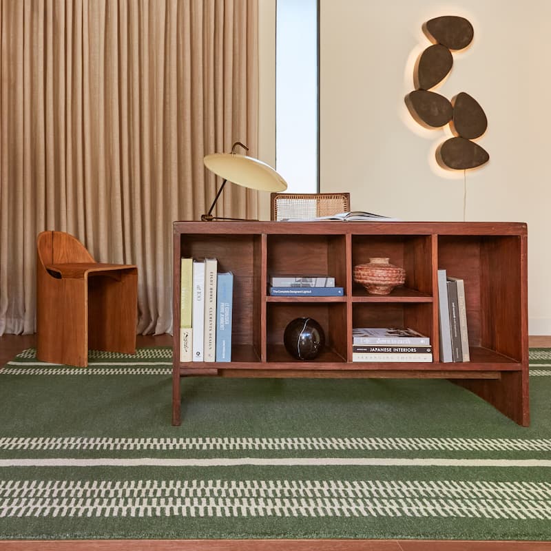 Kari Striped Wool Area Rug - 4' x 6' - Dark Green