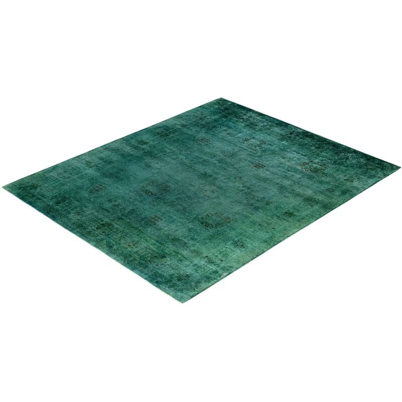 Overdyed One-of-a-Kind Hand-Knotted Area Rug - Green - 8' 1" x 9' 10"