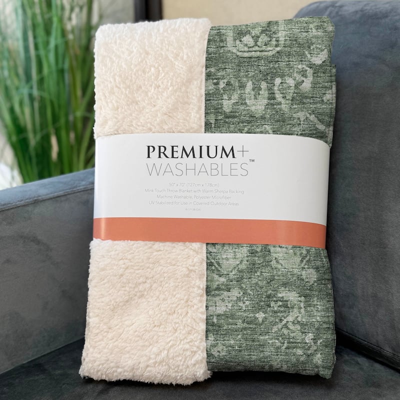 Premium Machine Washable ASB40 Vintage Global Sherpa Throw Blanket