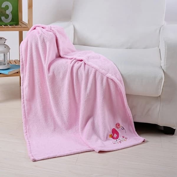 slide 2 of 3, Baby Receiving Blanket Nursery Soft Plush Print Little Chick Pink