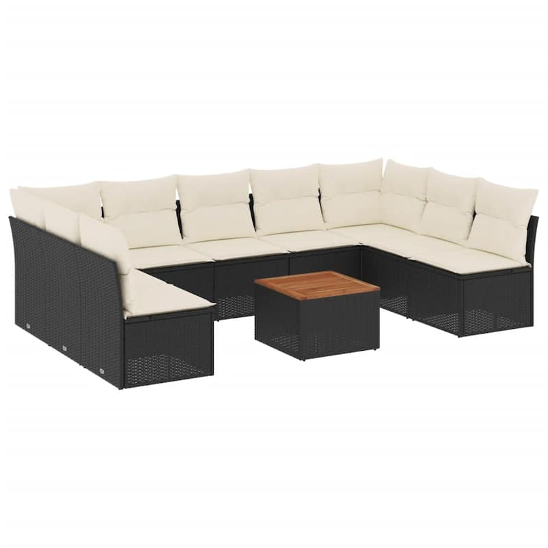 vidaXL Garden Sofa Set Black,Cream white - 24.4 x 24.4 x 27.2