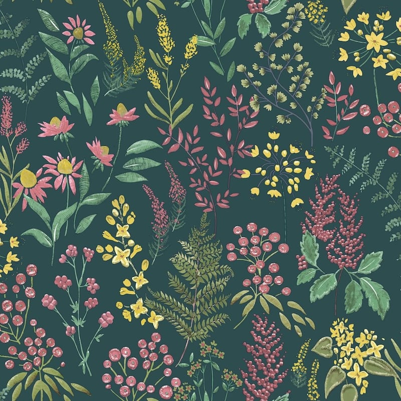 Floral Sprig Non-pasted Wallpaper – 396in x 20.8in - Teal