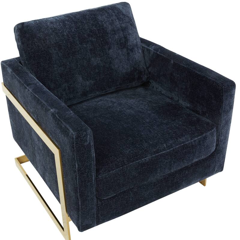 Lincoln Modern Boucle Arm Chair with Gold Stainless Steel Frame Upholstered Single Seater Sofa - 34.25" H x 31.5" W x 33.85" D