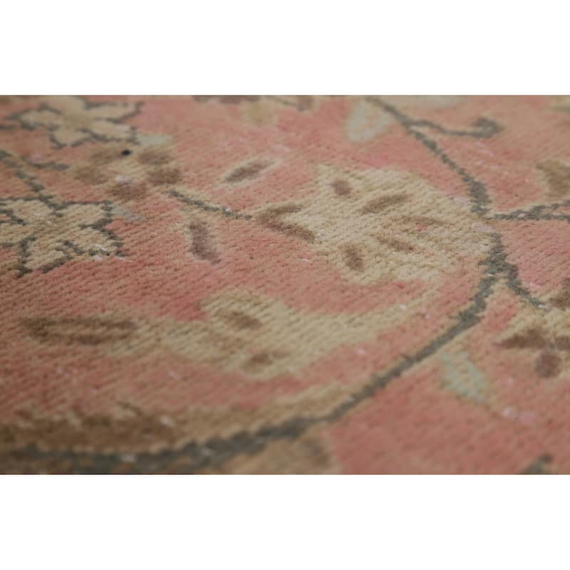 Traditional Pink Mashad Persian Vintage Area Rug Handmade Wool Carpet - 9'7" x 12'8"