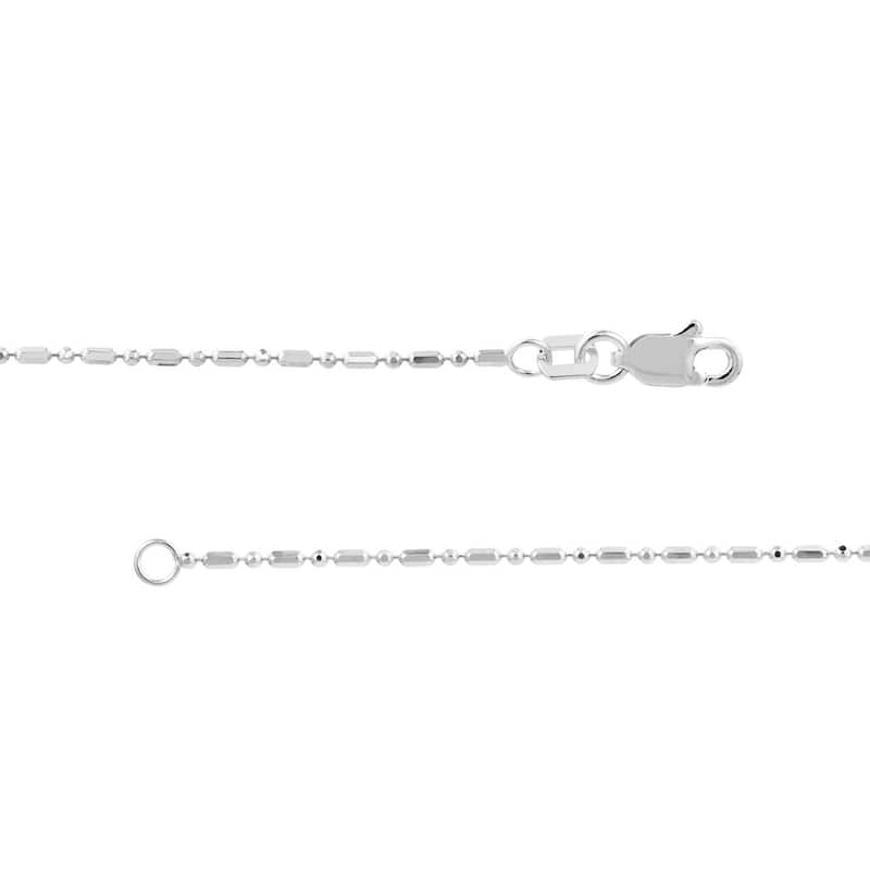 Curata 14k White Gold Diamond Cut Bead Chain Necklace 1.2mm (Lobster)