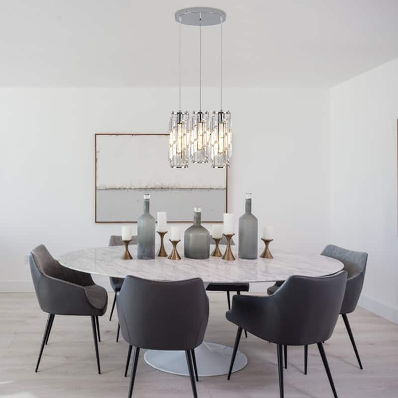 3-Light Chandelier for Bedroom Kitchen Dining Room with Crystal Shaded