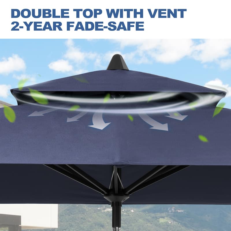 Pellebant 10 x 6.5 Ft Market Umbrella with Double Top, Base Not Included