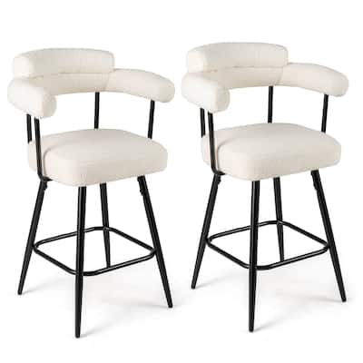 Costway 27” Swivel Bar Stool Set of 2/4 with Curved Back & Arms & - See Details