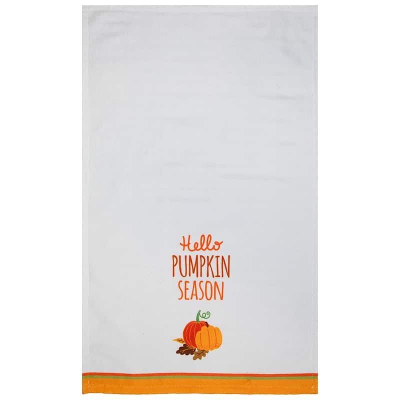 Hello Pumpkin Season and Plaid Fall Harvest Kitchen Tea Towels - 26" - Set of 2