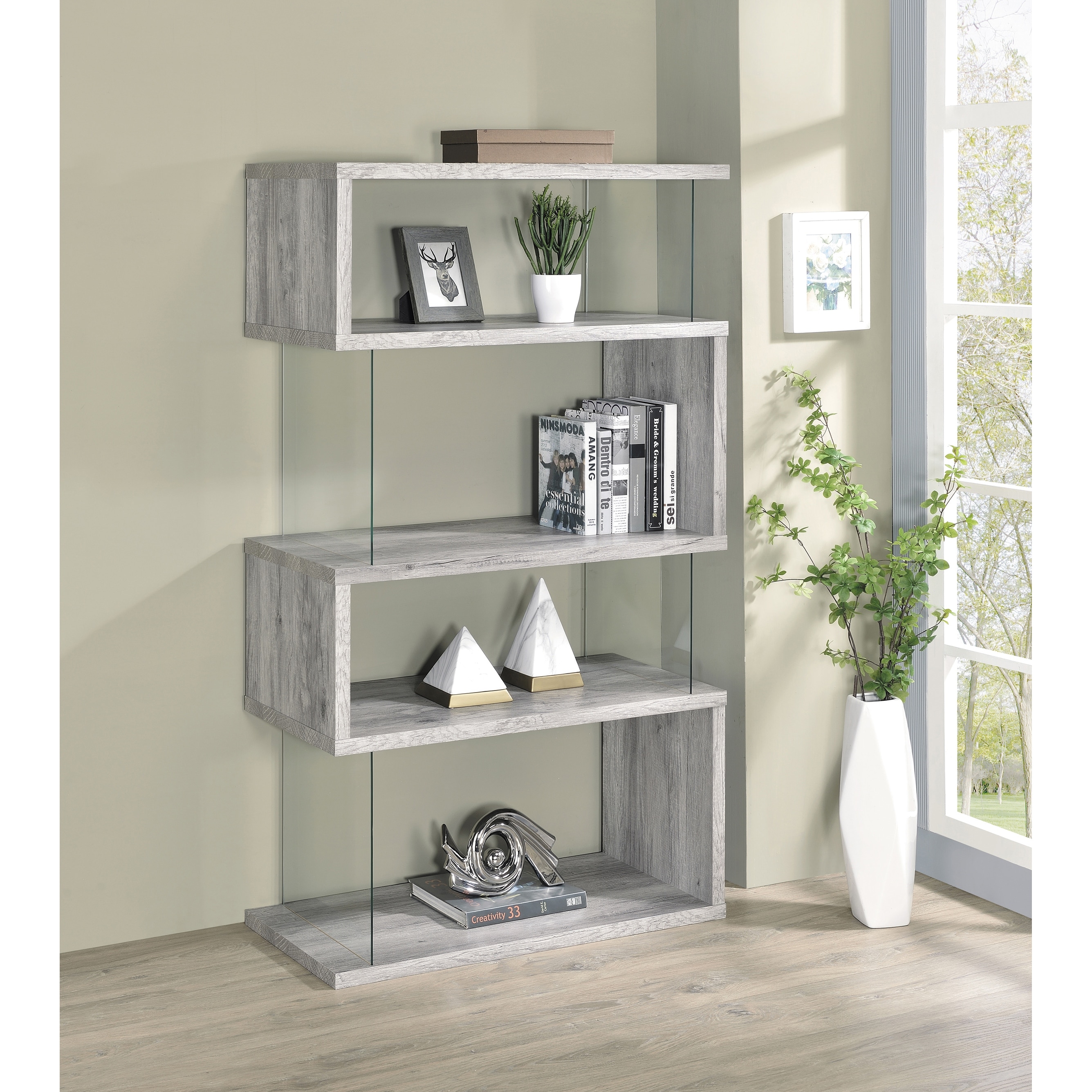 Coaster Furniture Emelle 4-shelf Bookcase with Glass Panels