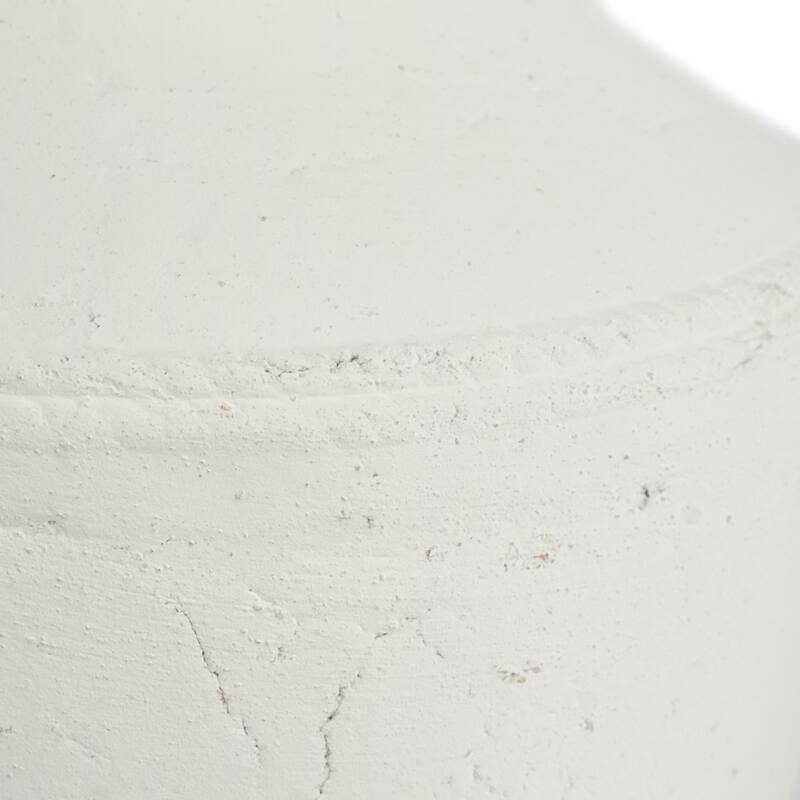 D12x14" Round Terracotta Vase with Natural White Finish