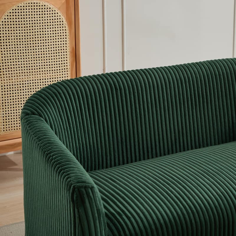 50.78" Modern Loveseat Couch Sofa, Corduroy Fabric Upholstered 2-Seat Sofa, Loveseat with Wooden Walnut Legs