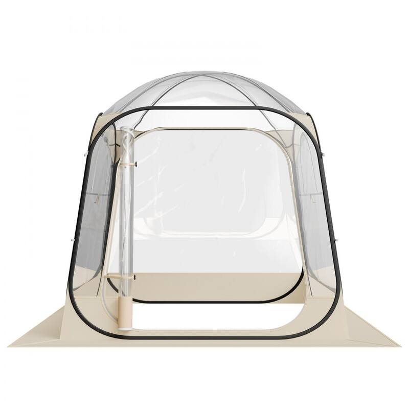 Beige-Transparent-Black Pop-Up Sport Bubble Tent 4-Side Outdoor Shelter - 72.05 × 72.05 × 76.77 in