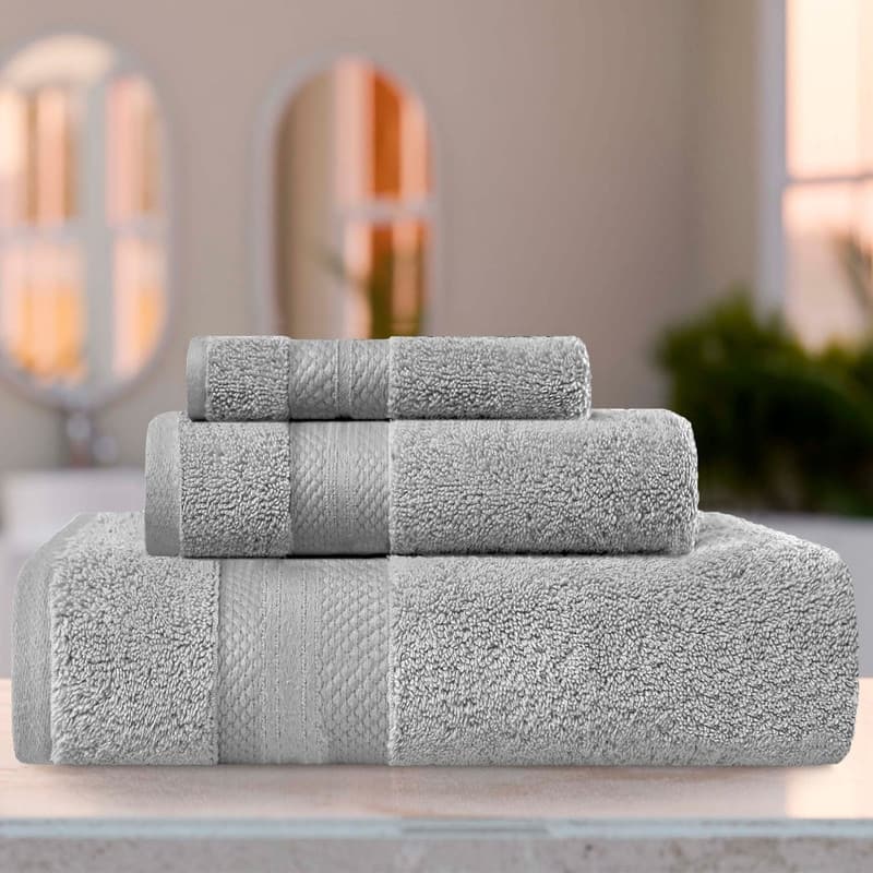 Superior Turkish Cotton 3 Piece Solid Plush Heavyweight Towel Set