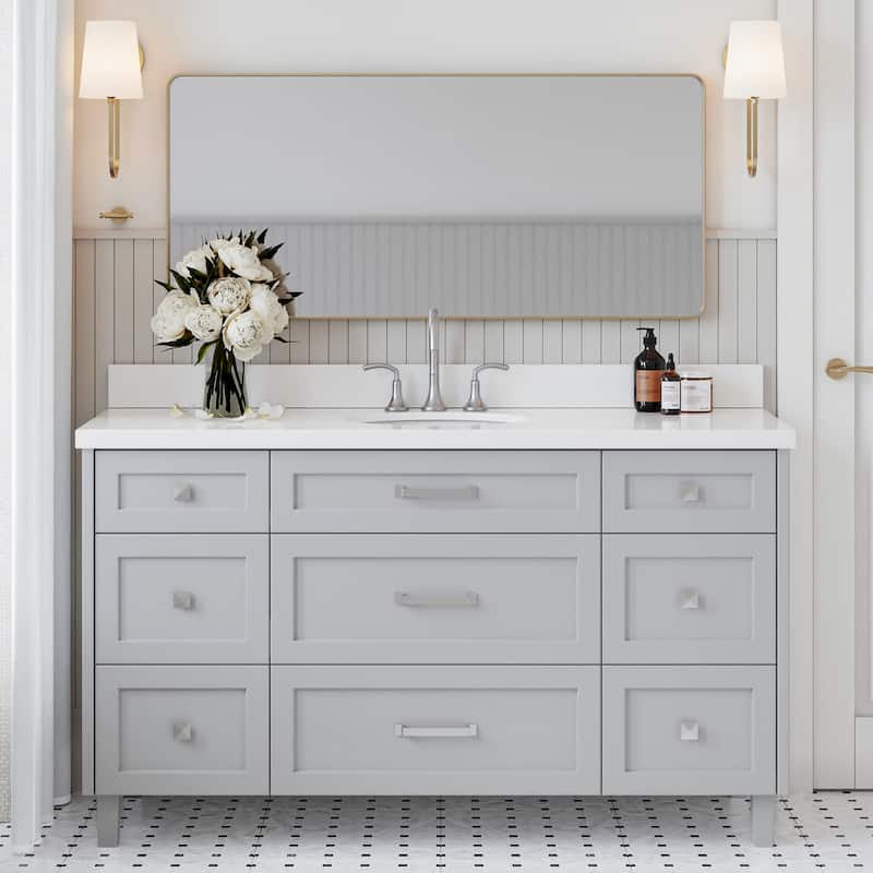Ariel B61WQOVO Monroe 61" Free Standing Single Basin Vanity Set with - Grey