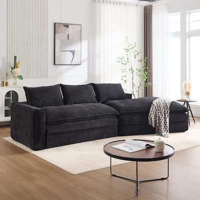 133 Inch Modular Sectional Sofa Polyester Fabric Right Facing Chaise for Living Room