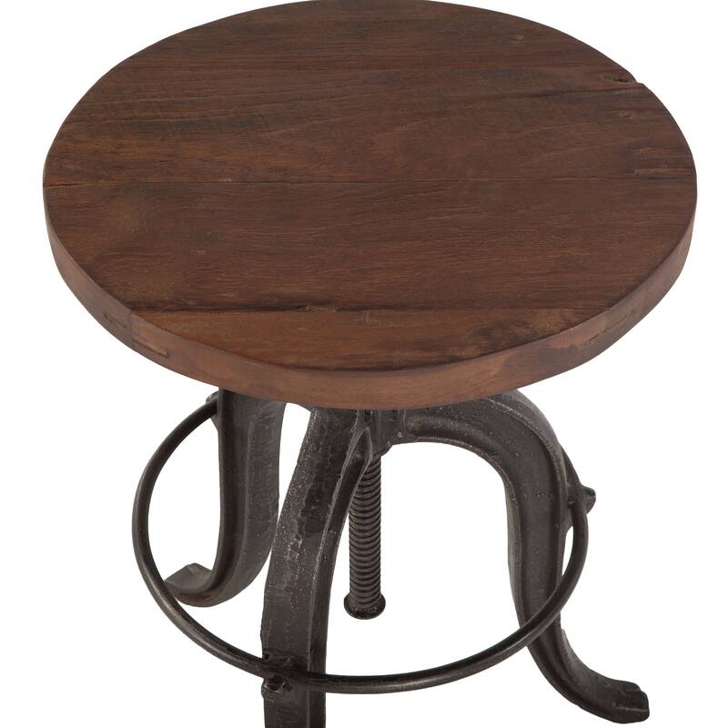 Paxton Recycled Teak Bar Stool with Cast Iron Base