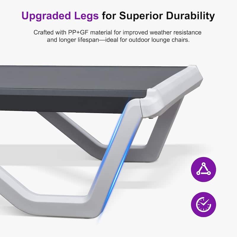 PURPLE LEAF 2-Pack Outdoor Chaise Lounge Set - Plastic & Aluminum Frame, Stackable, for Poolside Sunbathing, Beach, Yard