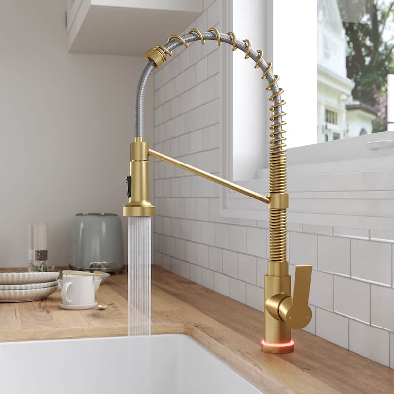 Kitchen Sink Faucet with Pulldown Sprayer Single Handle Spring Pulldown Kitchen Faucet - Brushed Gold