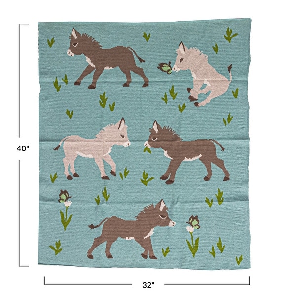 dimension image slide 3 of 5, Cotton Knit Baby Blanket with Prints